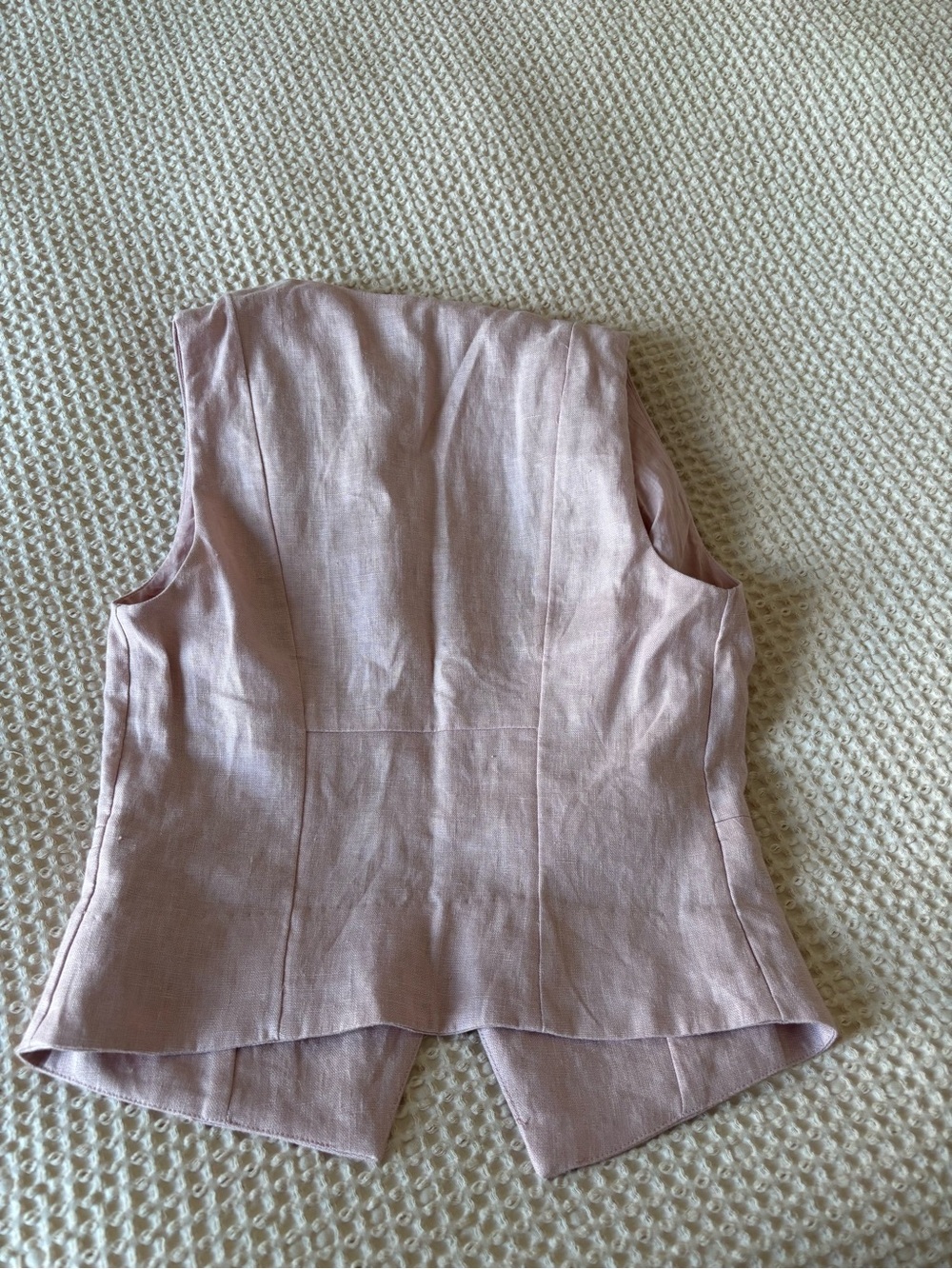 & Other Stories Dusty Blush Linen Button Vest - Picture 3 of 4